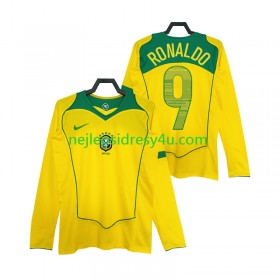 Fotbalový Dres Brazílie RONALDO 9 2004 Retro Domácí Dlouhý Rukáv